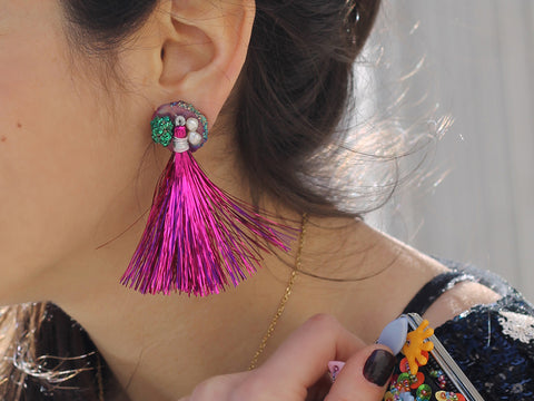 DIY Mixed Media Tassel Earrings by The Neon Tea Party