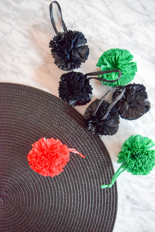 DIY Upcycled Placemat Clutch with Pom Poms