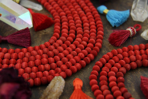 ic:Red Pear Olive Wood Beads