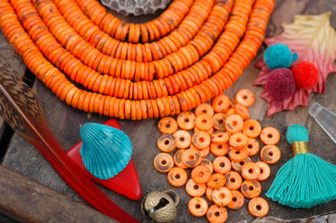 ic:Pumpkin Patch Orange Bone Heishi Beads