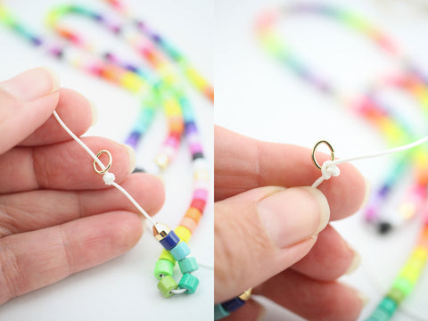 How to attach a jump ring to a beaded mask necklace; mask necklace kit from WomanShopsWorld