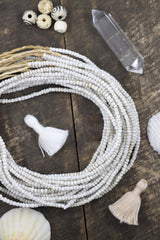 white glass beads