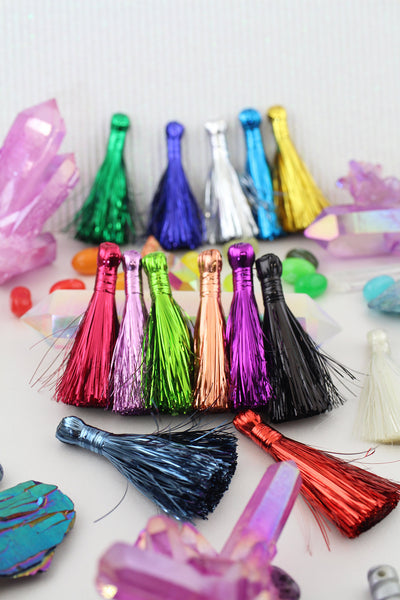 Metallic Tassels, Silver, Gold, Copper Earring Tassels Mini Jewelry Making  Tassels, 1.25 Handmade Fringe Charms, DIY Holiday Earrings 