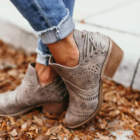 Prettyava Laser Cutout Ankle Booties
