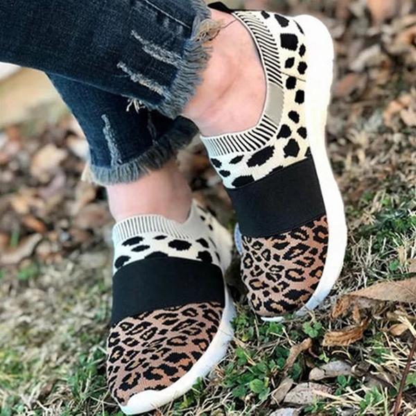 leopard flat heel sneakers