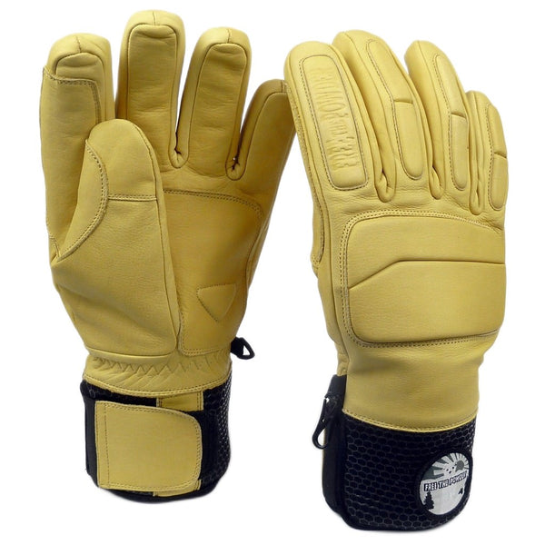 Tan leather ski glove