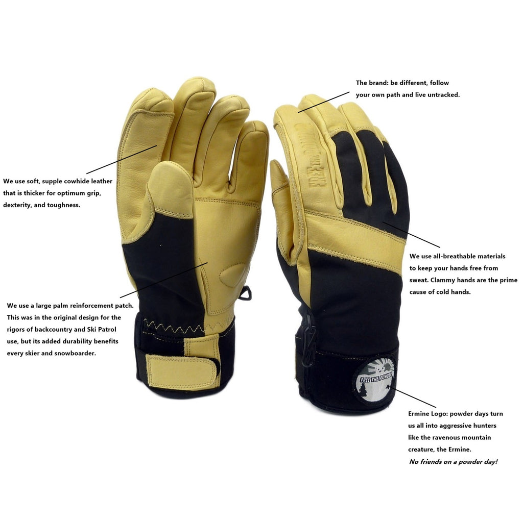 diagram of BC Ski Glove by Free the Powder