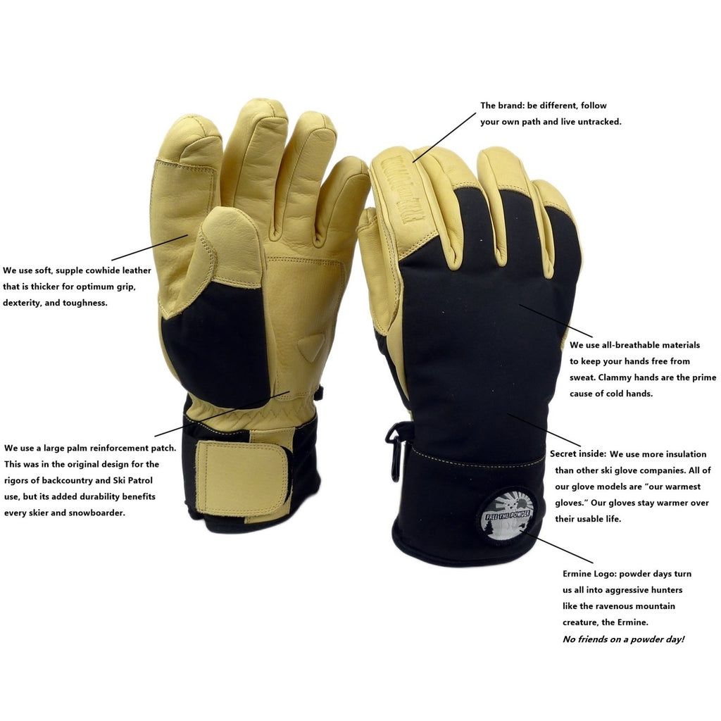 Diagram Free the Powder short cuff ski glove