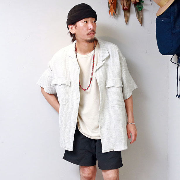 Porter Classic SASHIKO SUPER LIGHT KEROUAC SHIRT / ポータークラシック サシコ スーパーライト  ケルアックシャツ- WHITE - [PC-048-1030]