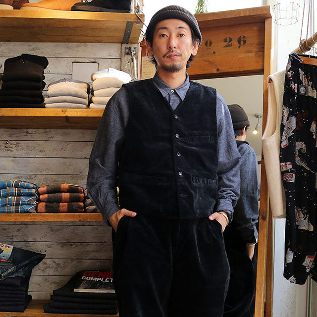 Porter Classic Corduroy Classic vest -BLACK - ポータークラシック コーデュロイ ベスト  [PC-018-1167]