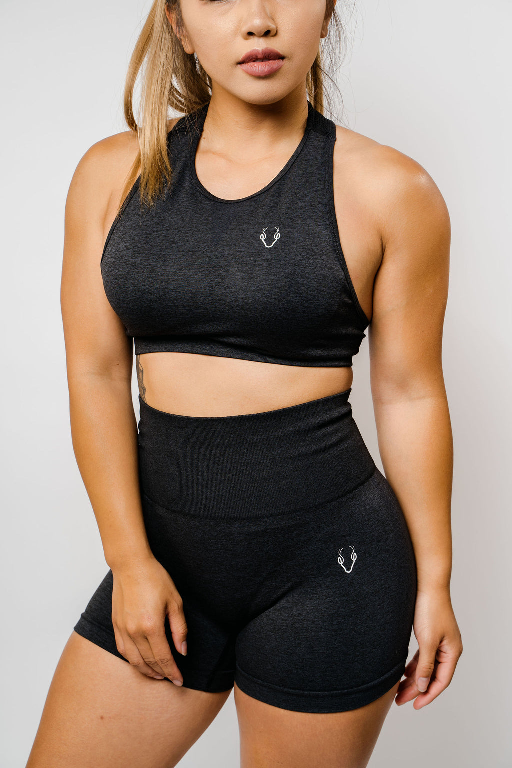 High Support Racer back Cut-Out-Detail Elasticated Underband Sports Bra -  Black