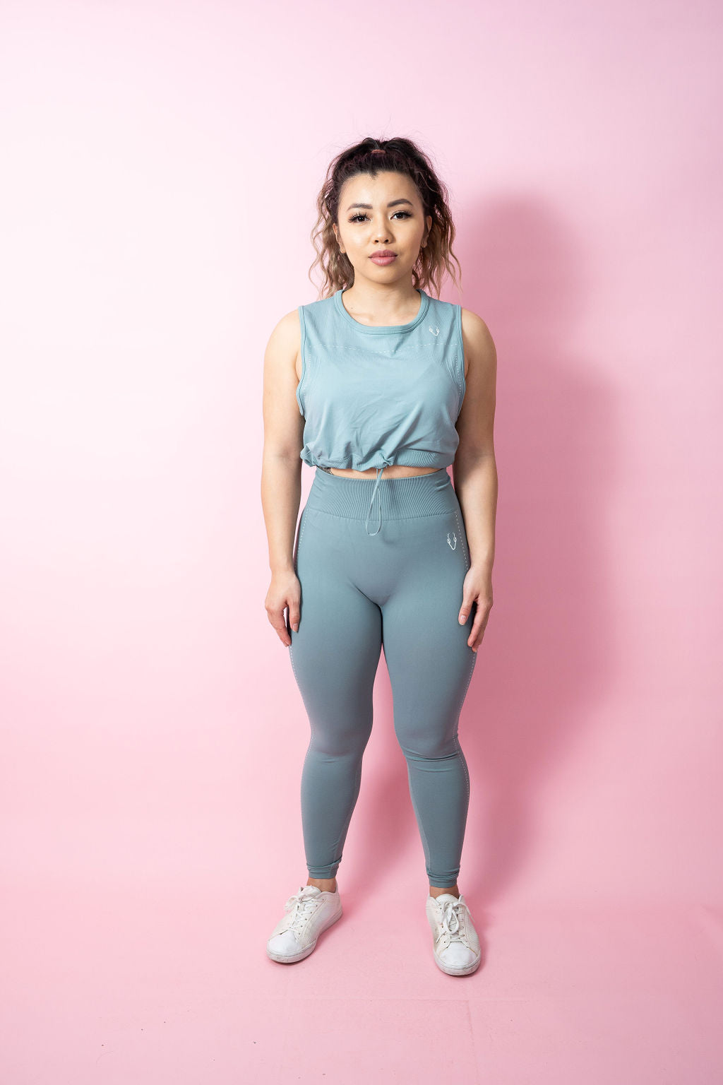 Magnetic Ribbed Knit Crop Top - Jade Blue