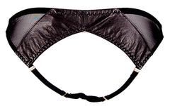Open bum and split gusset leather briefs