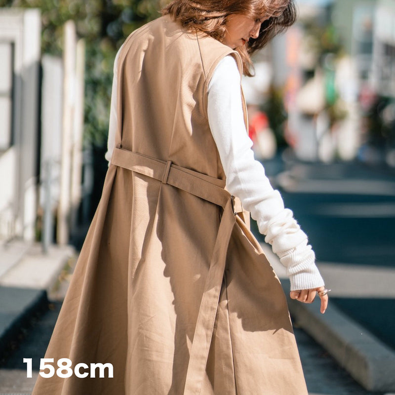 在庫販売 No Sleeve Trench One Piece ノースリーブトレンチワンピース Teshioni