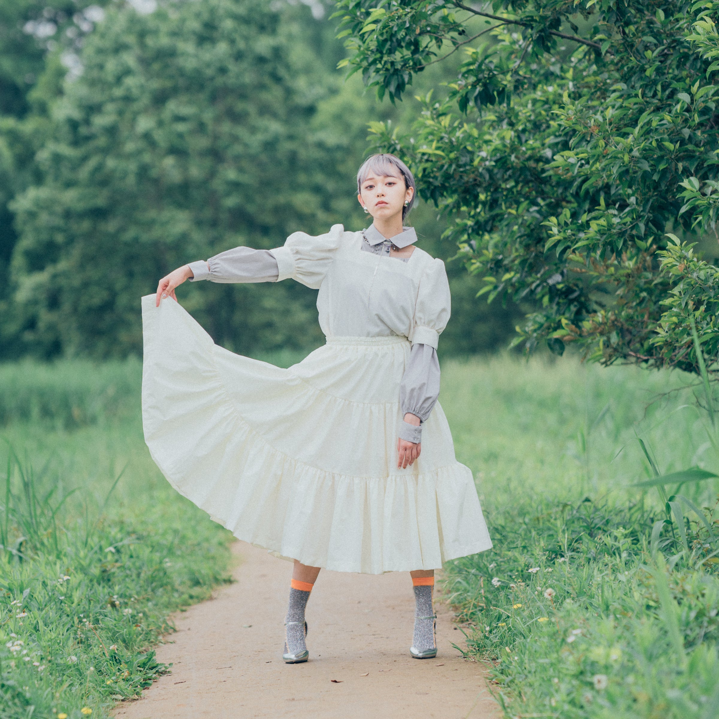 Khadi and Co gather skirt ギャザー フレア スカート-