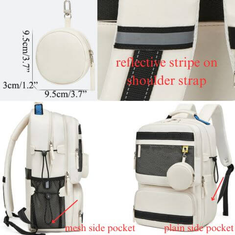 17" laptop backpack in water resistant fabric with dry wet separation trolley sleeve haning small purse and reflective stripe for work travel hiking camping or sports for men or women