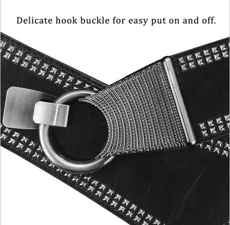 women punk belt with round buckle