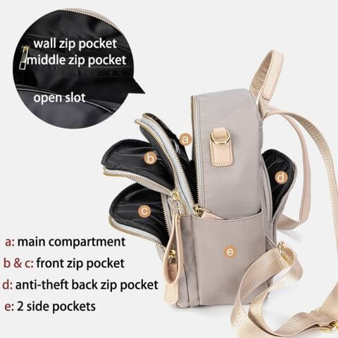 backpack purse for fashion ladies in waterproof nylon with many pockets