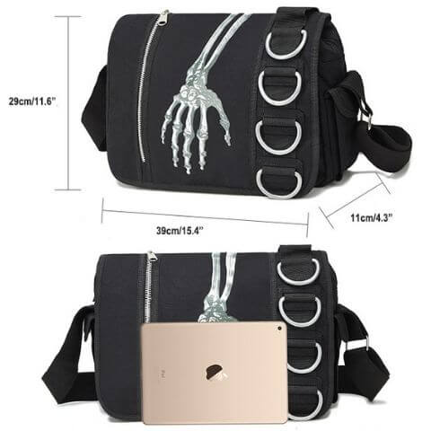 canvas messenger bag with size | crossbody messenger bag | unisex messenger bag | goth messenger bag