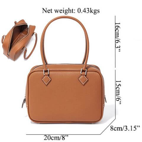 women mini retro tote bag with crossbody long strap in top leather & square shape