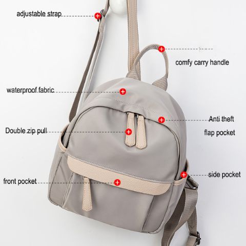 women travel backpack with concealed pockets in waterproof oxford fabric