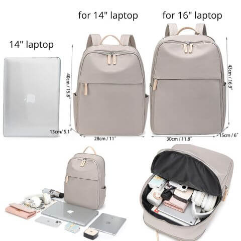 fashion ladies waterproof travel backpack for 14" & 16" laptop