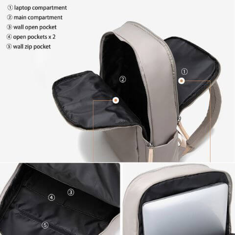 women waterproof laptop backpack with multi pockets