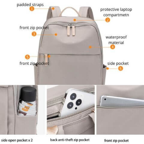 women waterproof travel backpack for 14" & 16" laptop