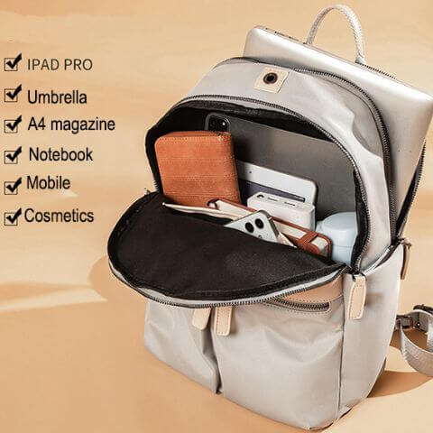 women travel backpack for 13" laptop in waterproof polyester