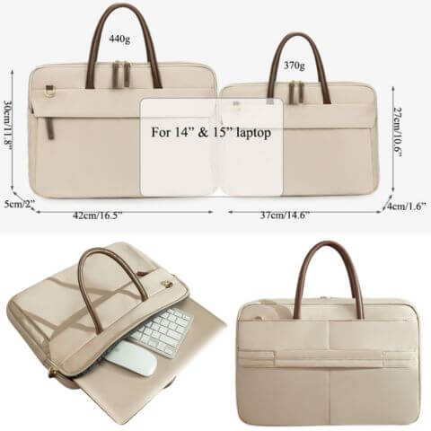 women laptop tote bag with crossbody strap in waterproof oxford fabric with concealed zip pocket for travel or work