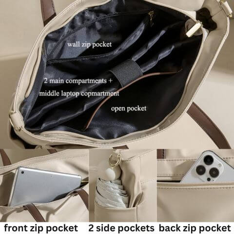 women laptop crossbody travel bag in waterproof nylon with many pockets