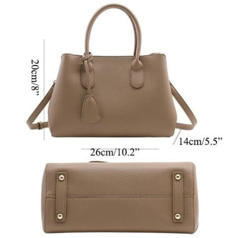 women leather small crossbody tote bag with hanging charm