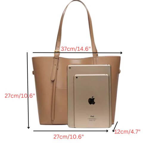 women leather tote bag purse with adjustable straps and small pouch inside