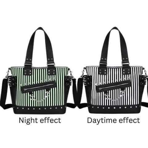 women luminous glow in the dark canvas tote bag with crossbody strap