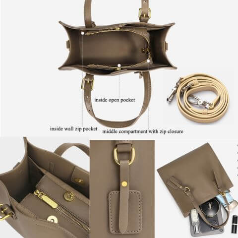 women small leather cross body tote bag