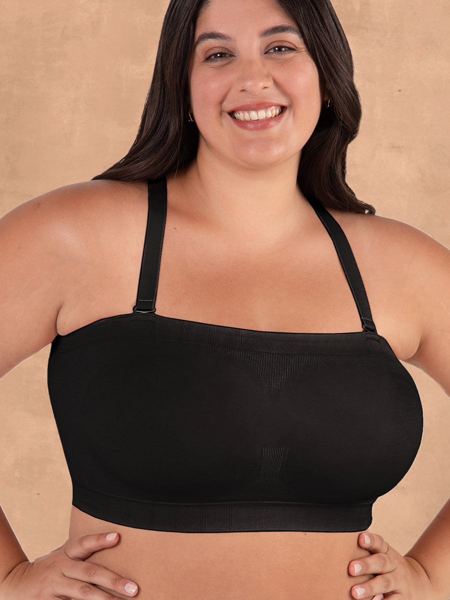 Convertible Strapless Bandeau Bra black look