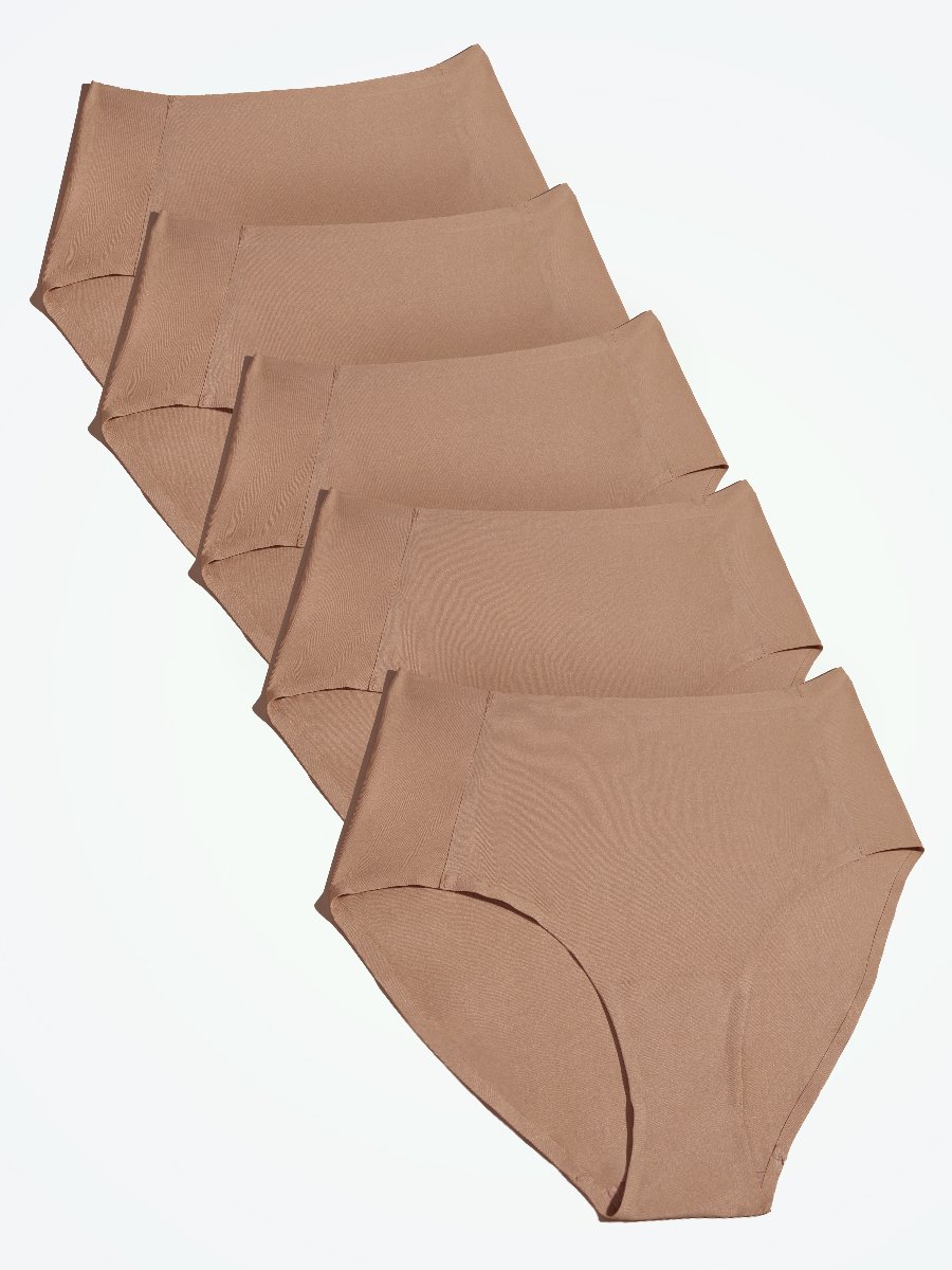 Underwear Seamless Stretch Mid-Waist Brief 5-Pack beige