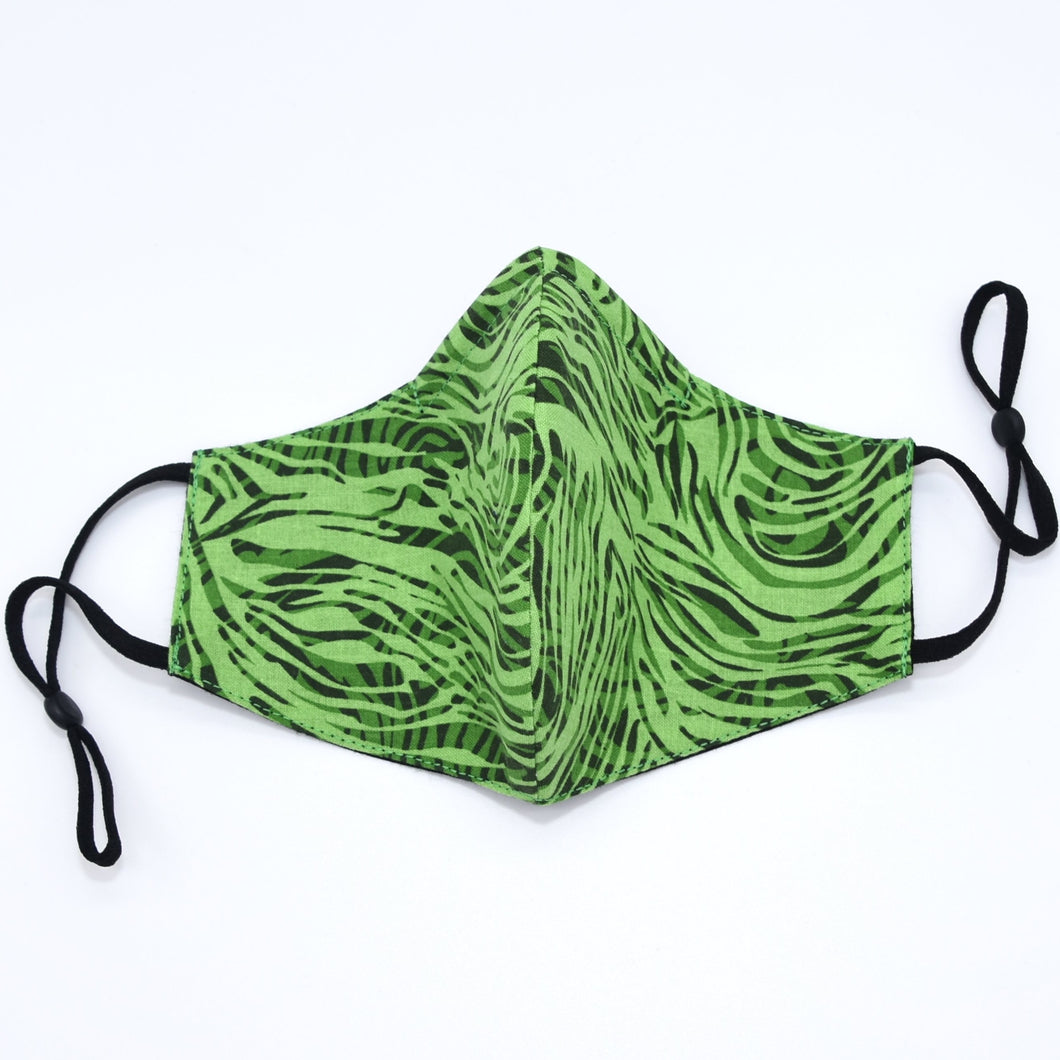 Green Swirls Print Reversible Face Mask