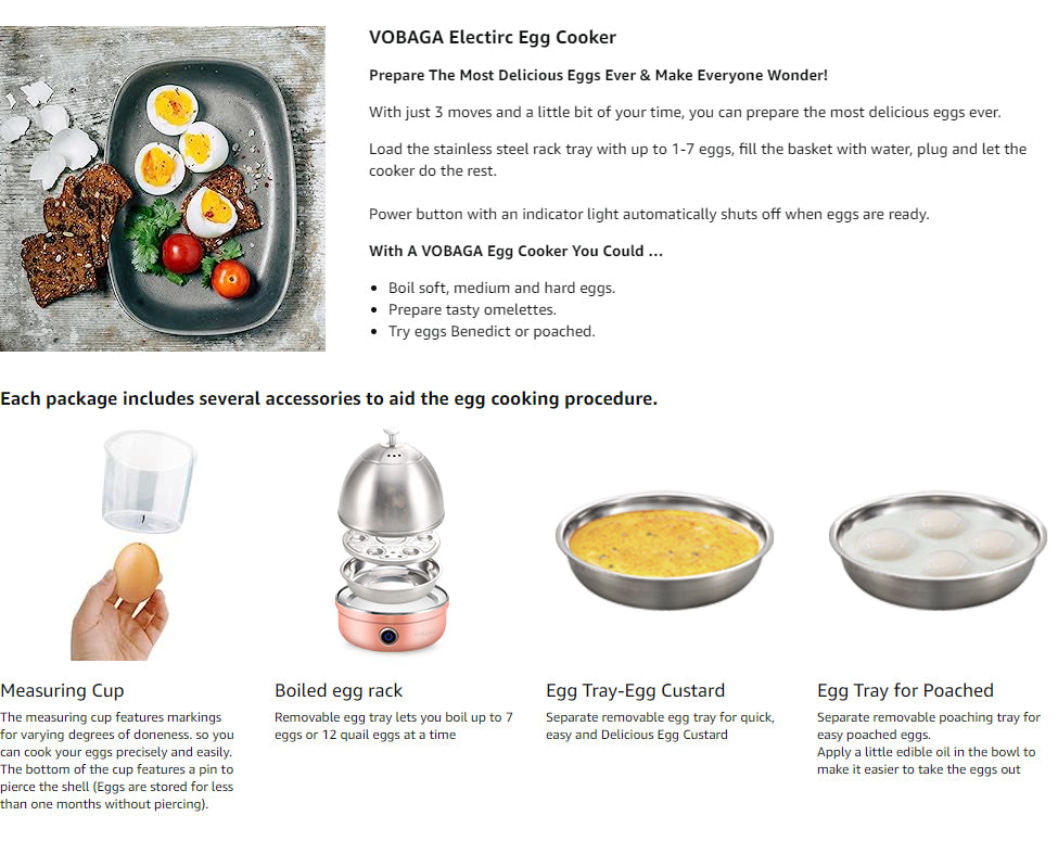 Chefman Rapid Egg Cooker, 6 Egg Capacity w/ Removable Poaching