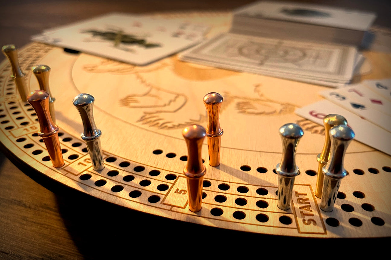 cribbage board with beads