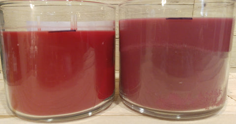 initail wax levels marked on the sides of the containers