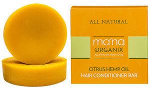 Ma'na Organix All Natural Citrus Hemp Oil Hair Conditioner Bar with Ecofriendly and Biodegradable Packaging (3 oz.)