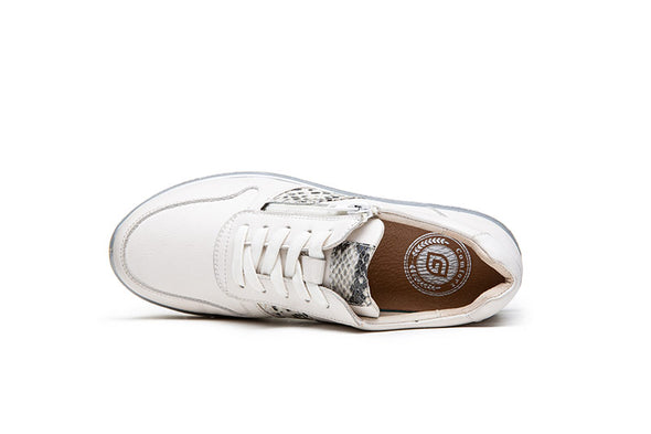 G Comfort 929-3 White Skin Sneakers with Zip