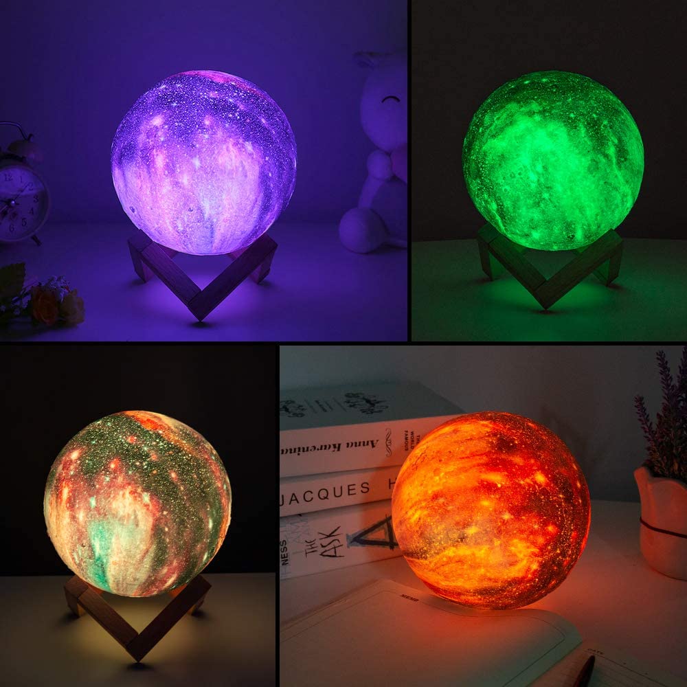 BRIGHTWORLD Moon Lamp Kids Night Light Galaxy Lamp 5.9 inch 16 Colors