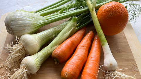 vegetables for carrot and fennel soup