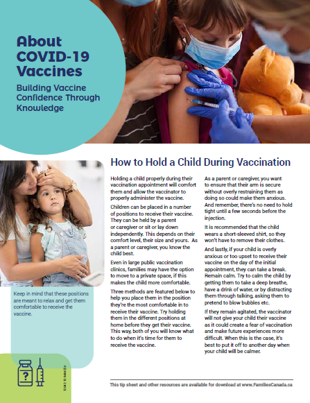  How to Hold a Child During Vaccination - Vaccine Tip Sheet 