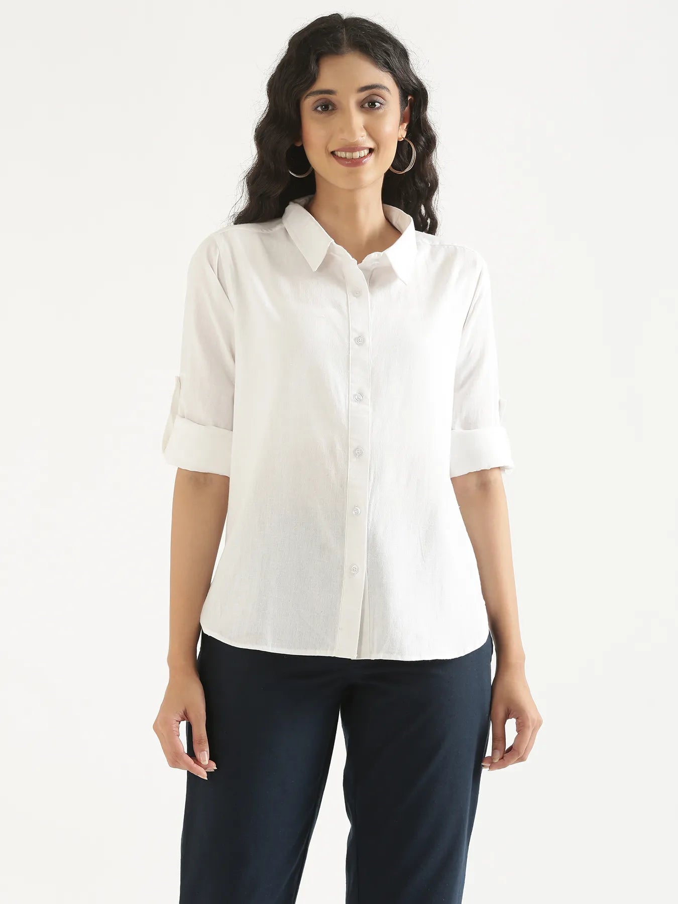 Women White Airy-Linen Shirt
