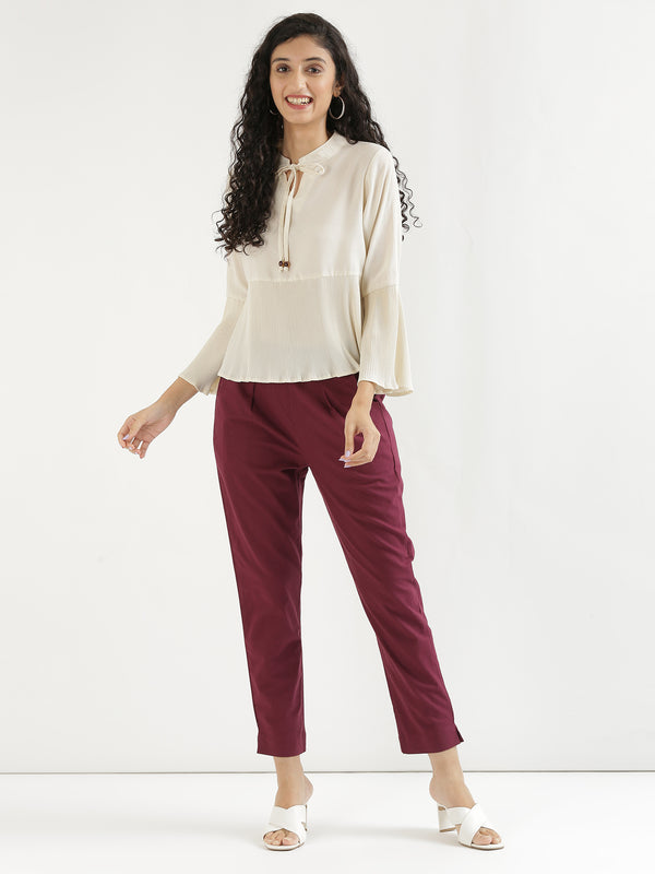 wine colored pants for ladies