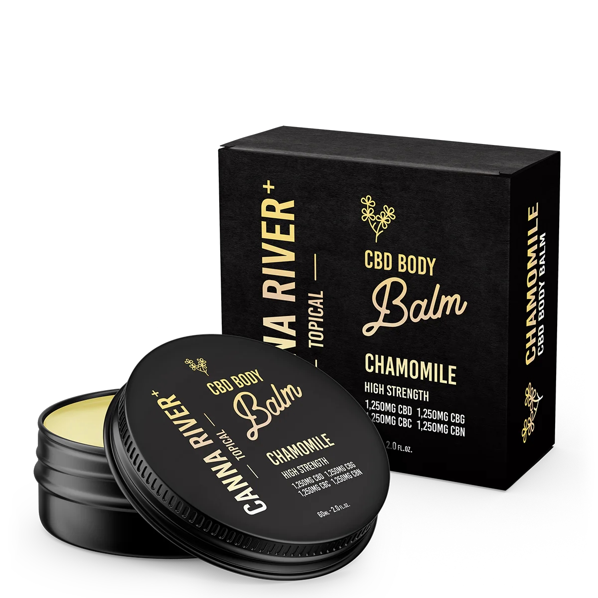 Canna River - CBD Body Balm Broad Spectrum (THC Free) / Chamomile / 1250mg CBD + 1250mg CBC + 1250mg CBN + 1250mg CBG / 2oz