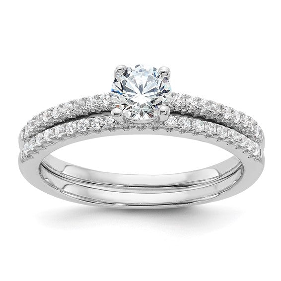 Big Savings Sterling Silver CZ Brilliant Embers 2-Piece Wedding Set Great Choice